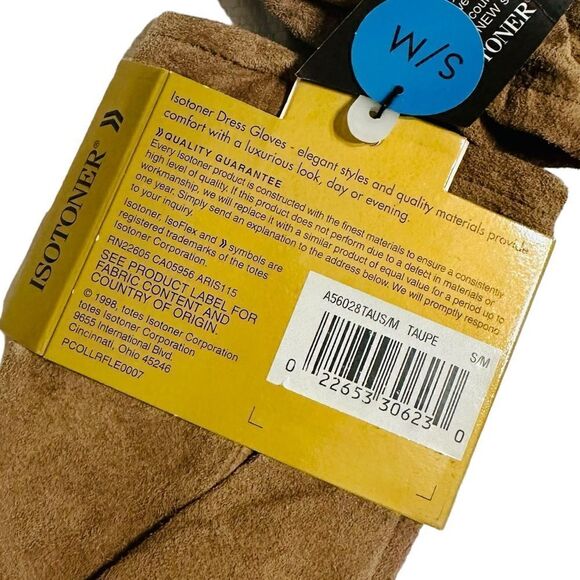 Isotoner Beige Suede Dress Gloves Fleece Lined size S/M NWT - Picture 5 of 9
